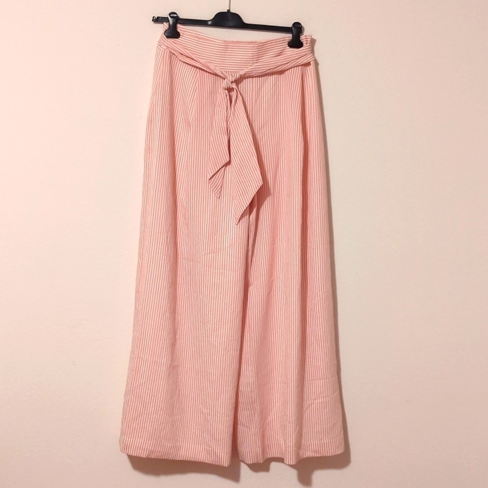 Club Monaco - Pink & White Striped High Waisted Flared “Bryanna” Pants Sz 12. - Picture 1 of 13